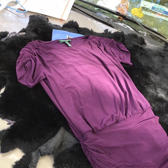 Lauren Ralph Lauren Fitted Fully Lined Ruched Gather Drop Waist Purple Dress 2 - Picture 14 of 16